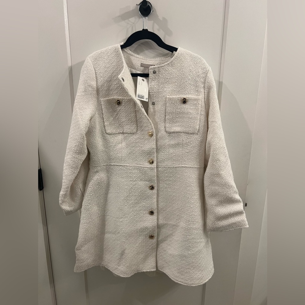 White Buclee button down dress